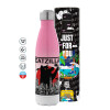 Metal mug thermos Pink/White (Stainless steel), double wall, 500ml