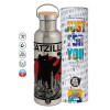 Stainless steel Silver with wooden lid (bamboo), double wall, 750ml