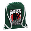 Τσάντα πλάτης πουγκί GYMBAG BOTTLE GREEN, με τσέπη (40x48cm) & χονδρά λευκά κορδόνια