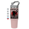 ΡΟΖ Travel Tumbler Θερμός με χερούλι και καλαμάκι 890ml