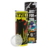 Neon Yellow Travel Tumbler θερμό, μεταλλικό καλαμάκι(Ανωξείδωτο 304 Food grade, BPA free, 600ml)