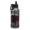 Metal mug thermo Silver with Straw and Spout Lid (Stainless steel), double wall, 950ml