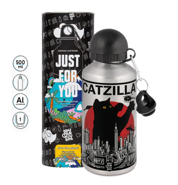 Black Cat — Metallic water jug, Silver, aluminum 500ml