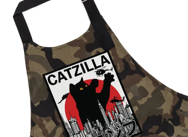 CATZILLA — Ποδιά μαγειρικής Σεφ με τσέπες, Βαμβακερή, Camouflage (ΕΝΗΛΙΚΩΝ, 100% COTTON)