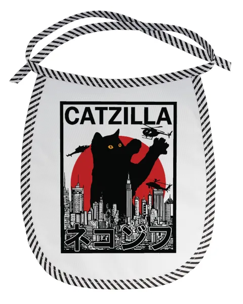 Black Cat — Stain-resistant baby bib with tie, black