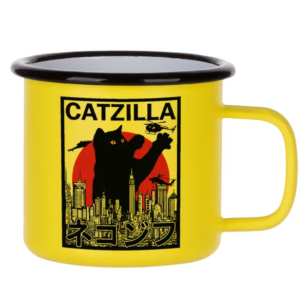 Black Cat — Metallic enamel MATT Yellow cup 360ml