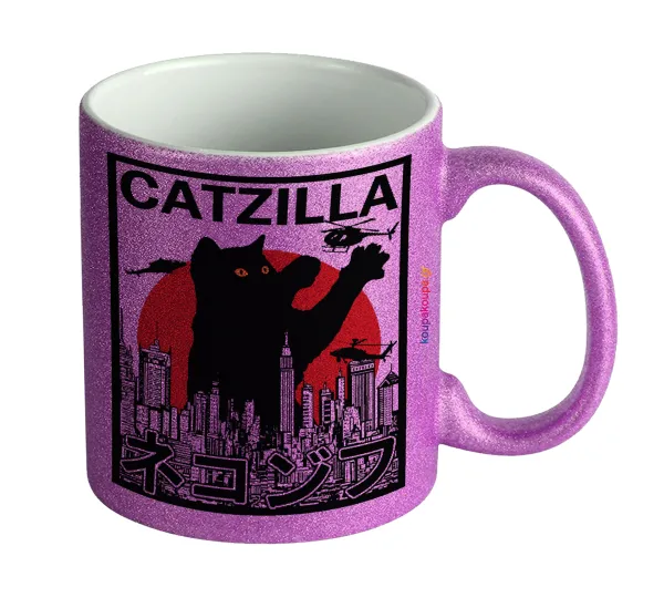 CATZILLA — Κούπα Μωβ Glitter που γυαλίζει, κεραμική, 330ml