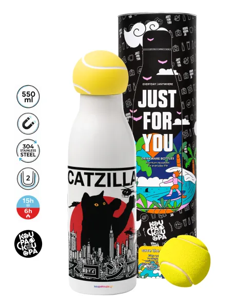CATZILLA — Μπάλα τένις μεταλλικό παγούρι θερμός, διπλού τοιχώματος, 550ml