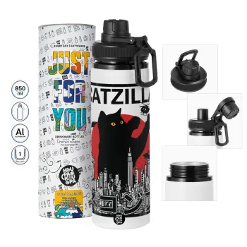 CATZILLA, Μεταλλικό παγούρι νερού με καπάκι ασφαλείας, αλουμινίου 850ml