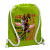 Τσάντα πλάτης πουγκί GYMBAG LIME GREEN, με τσέπη (40x48cm) & χονδρά κορδόνια