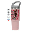 ΡΟΖ Travel Tumbler Θερμός με χερούλι και καλαμάκι 890ml