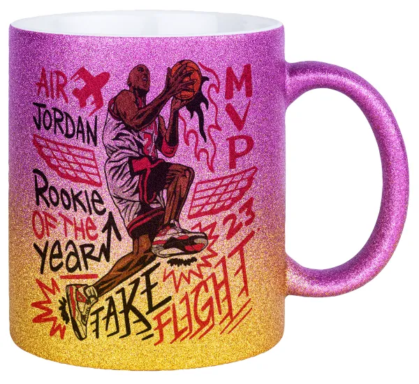 Jordan — Κούπα Χρυσή/Ροζ Glitter, κεραμική, 330ml