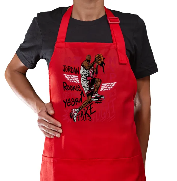 Jordan — Red cooking apron with pockets (adult)