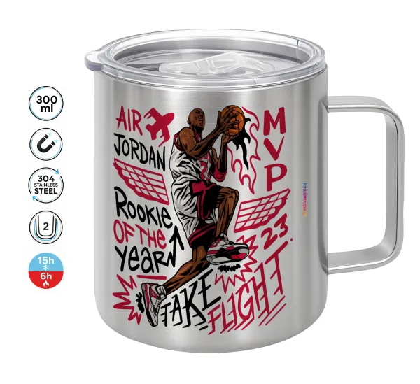 Jordan — Double-walled stainless steel mug 300ml with temperature-retaining lid