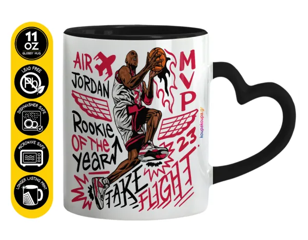Jordan — Κούπα καρδιά χερούλι μαύρη, κεραμική, 330ml