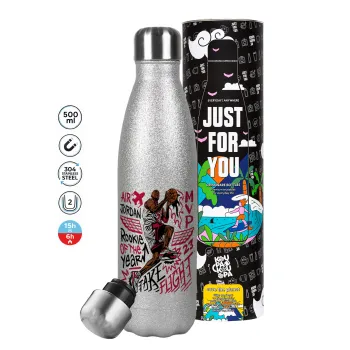Jordan, Μεταλλικό παγούρι θερμός Glitter Aσημένιο (Stainless steel), διπλού τοιχώματος, 500ml