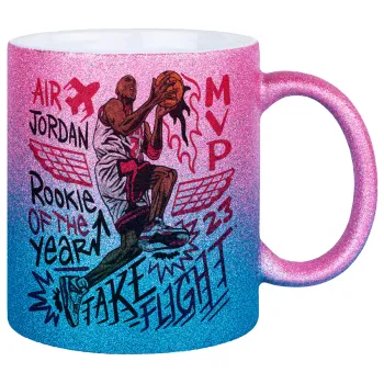 Jordan, Κούπα Χρυσή/Μπλε Glitter, κεραμική, 330ml