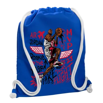 Jordan, Τσάντα πλάτης πουγκί GYMBAG Μπλε, με τσέπη (40x48cm) & χονδρά κορδόνια