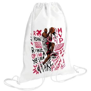 Jordan, Τσάντα πλάτης πουγκί GYMBAG λευκή (28x40cm)