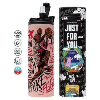 Jordan, Tumbler ποτήρι θερμό ΡΟΖ από ανοξείδωτο ατσάλι 600ml