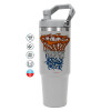 ΓΚΡΙ Travel Tumbler Θερμός με χερούλι και καλαμάκι 890ml