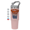 ΡΟΖ Travel Tumbler Θερμός με χερούλι και καλαμάκι 890ml