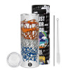 Tumbler ποτήρι θερμό από ανοξείδωτο ατσάλι 600ml, με μεταλλικό καλαμάκι & βούρτσα καθαρισμού