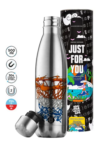 Basket net — Μεταλλικό παγούρι θερμός Inox (Stainless steel), διπλού τοιχώματος, 500ml