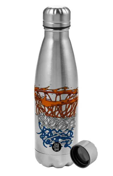 Basket net — Metallic water bottle, stainless steel, 750ml