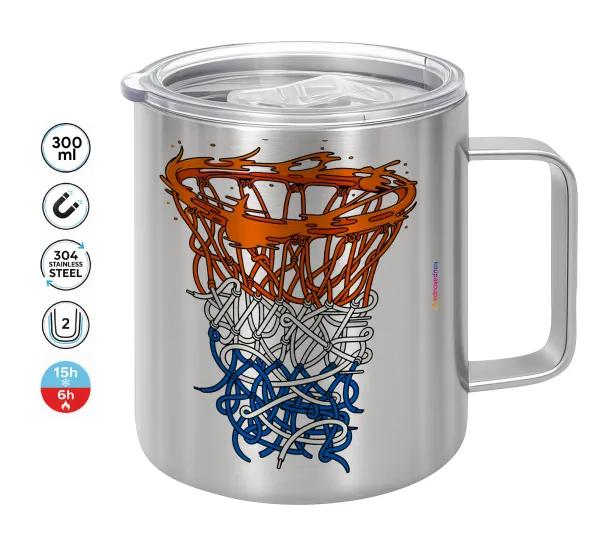 Basket net — Double-walled stainless steel mug 300ml with temperature-retaining lid
