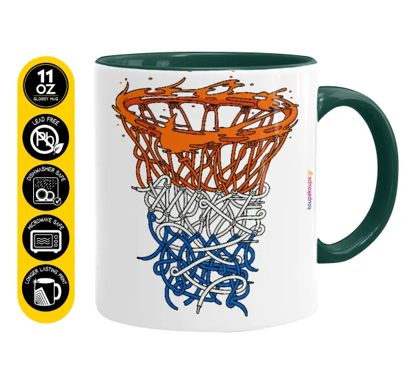 Basket net — Κούπα χρωματιστή πράσινη, κεραμική, 330ml