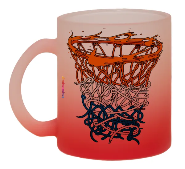 Basket net — Κούπα γυάλινη δίχρωμη με βάση το κόκκινο ματ, 330ml
