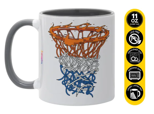 Basket net — Κούπα χρωματιστή γκρι, κεραμική, 330ml