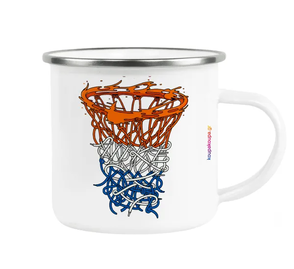 Basket net — Metallic enamel cup white 360ml