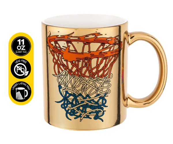 Basket net — Mug ceramic, gold mirror, 330ml