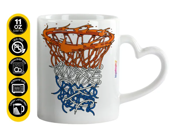 Basket net — Mug heart handle, ceramic, 330ml