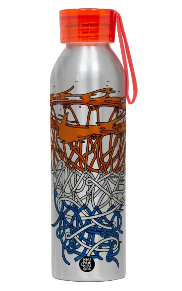 Basket net — Aluminum Sports Bottle 650ml – Silver with Red Cap and Silicone Strap