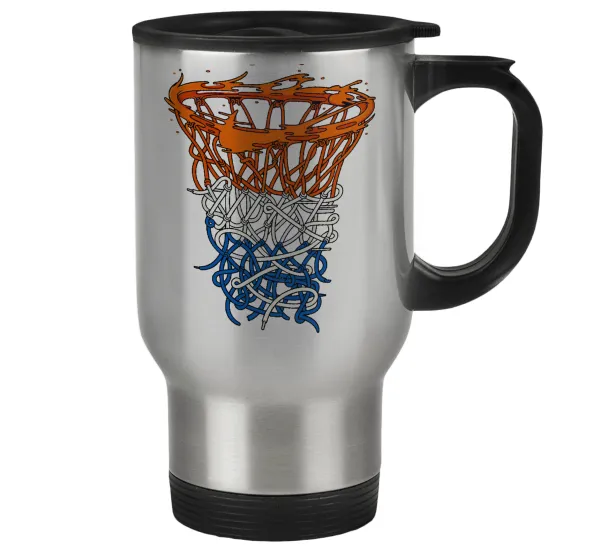 Basket net — Κούπα ταξιδιού ανοξείδωτη με καπάκι, διπλού τοιχώματος (θερμό) 450ml