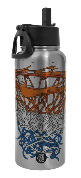Basket net — Metal mug thermo Silver with Straw and Spout Lid (Stainless steel), double wall, 950ml
