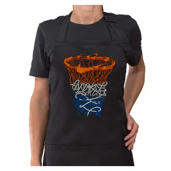 Basket net, Μαύρη Ποδιά μαγειρικής Σεφ ολόσωμη με τσέπες (ΕΝΗΛΙΚΩΝ)