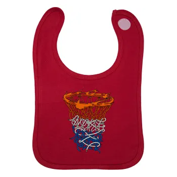 Basket net, Σαλιάρα με Σκρατς Κόκκινη 100% Organic Cotton (0-18 months)