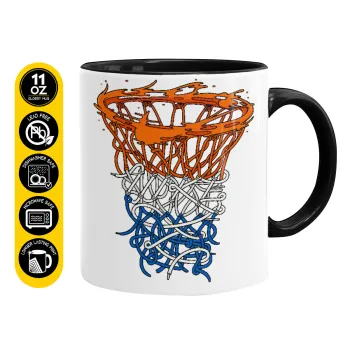 Basket net, Κούπα χρωματιστή μαύρη, κεραμική, 330ml