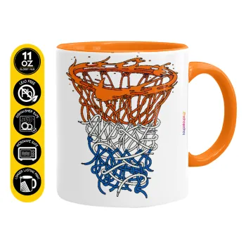 Basket net, Κούπα χρωματιστή πορτοκαλί, κεραμική, 330ml