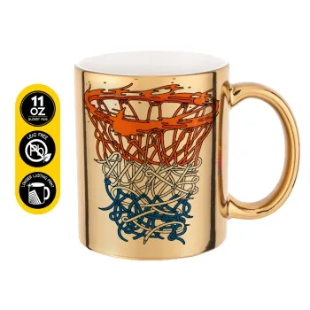 Basket net, Κούπα κεραμική, χρυσή καθρέπτης, 330ml