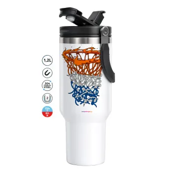 Basket net, Mega Travel Mug / Κούπα Ταξιδίου, διπλού τοιχώματος (θερμό) 1,2L