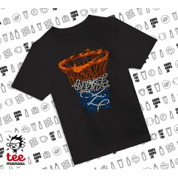 Basket net, ΜΑΥΡΟ Άνετο παιδικό T-Shirt από 100% βαμβάκι, για κάθε μέρα. Vegan & OEKO-TEX πιστοποιημένο.