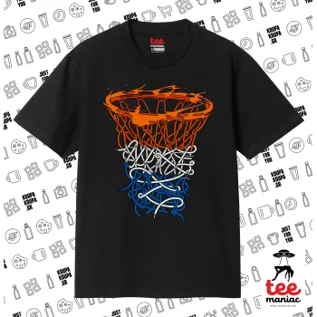 Basket net, ΜΑΥΡΟ Κλασικό T-Shirt, διπλής ραφής, χωρίς πλευρικές ραφές από 100% βαμβάκι. Vegan & OEKO-TEX πιστοποιημένο.