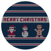 Merry christmas knitted, Mousepad Στρογγυλό 20cm