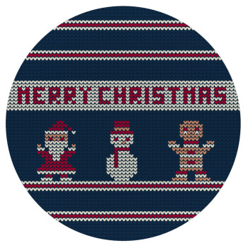 Merry christmas knitted, Mousepad Round 20cm