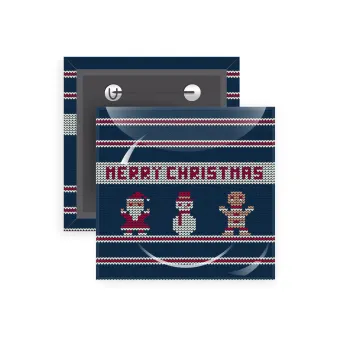 Merry christmas knitted, Κονκάρδα παραμάνα τετράγωνη 5x5cm